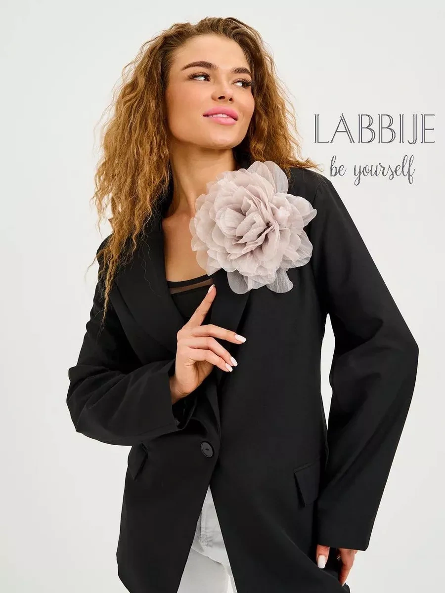 Labbıje Büyük Broş Kumaş Çiçek Fiyonk 216118725 Gri