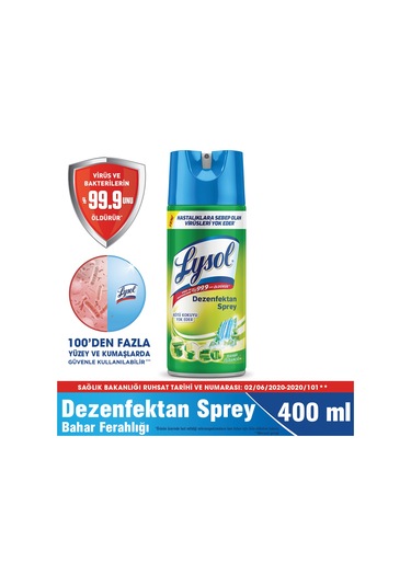 Lysol Temizliğin Esintisi + Bahar Ferahlığı Dezenfektan Sprey 2 x 400 ML