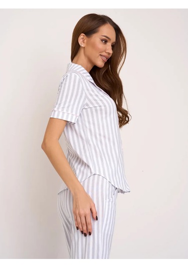 Marfawomen Pantolon Ve Gömlekli Pijama, Ev Kıyafeti 107684089 Gri