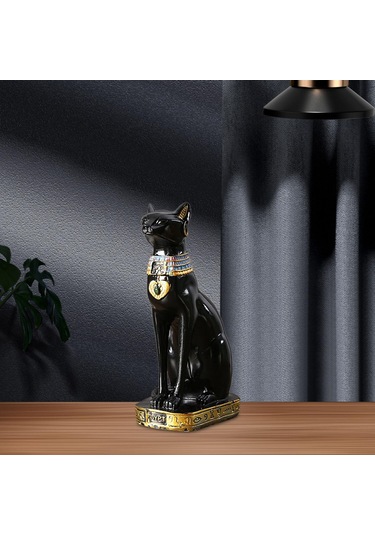 Suntek Magideal Kedi Tanrıça Bastet Heykeli Hayvan Siyah 9 x 12 x 23.5 CM