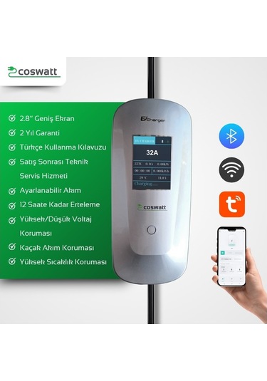 Elektrikli Araba Taşınabilir Şarj Cihazı 22 Kw / 32a / Tip-2 / 5x32a Fiş / Trifaze / 5m / Çantalı / Ev Tipi Dönüştürücü Kablolu 22 Kw