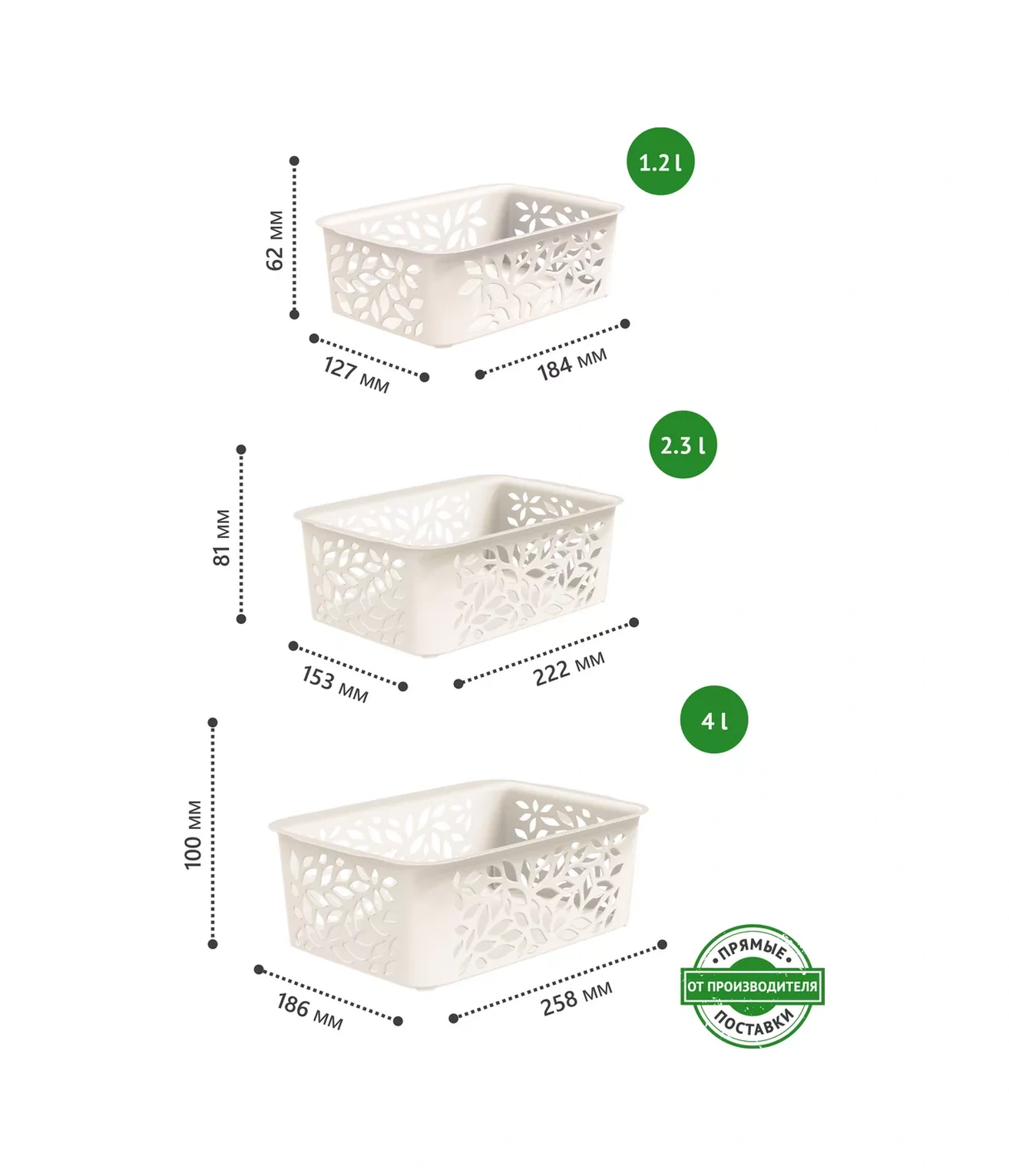 Polimerbyt Organizatör Plastik Depolama Sepeti 3 Adet. 197652716 Sütlü
