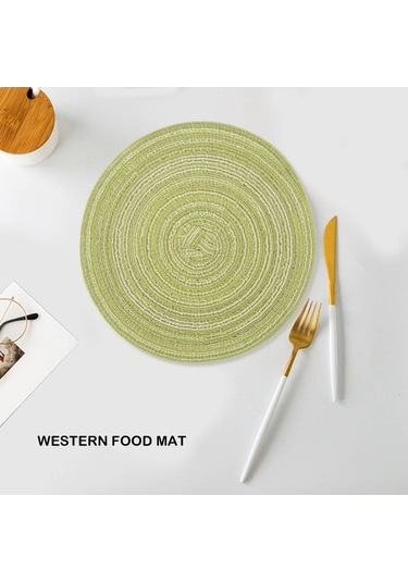 Flybuy Isıya Dayanıklı Kaymaz Amerikan Servis Matı, Yıkanabilir Çimen Yeşili, 18 Cm, 4 Adet Çimen Yeşili