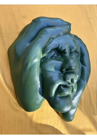 Soyut 3d Yüz Heykeli Modern Duvar Dekoru Çağdaş Yüz Formlu Duvar Heykeli 50x39 Cm Dev Heykel