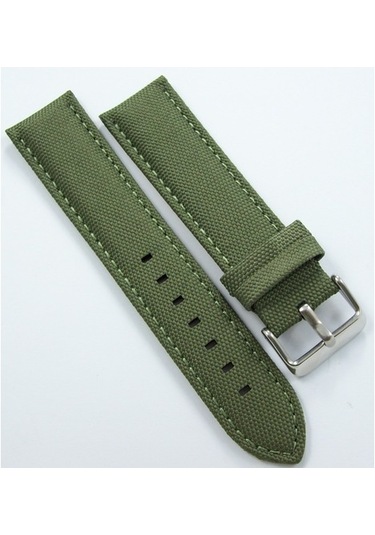 Bizon Haki Yeşil Kumaş Saat Kordonu 22Mm Dokuma Spor Perlon Kayış