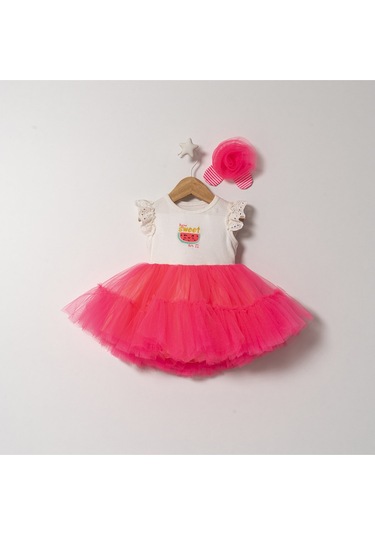 Kız Bebek Pembe Tokalı Özel Gün Doğum Günü Kına Prenses Elbise Pembe