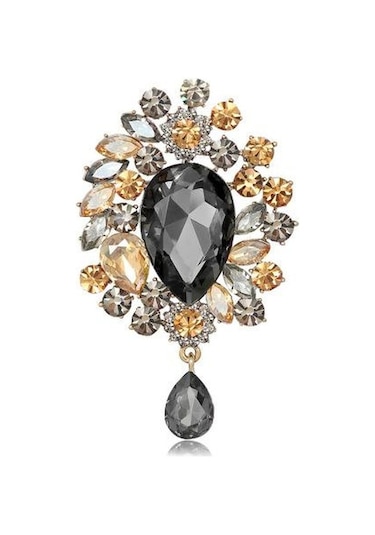 Siyah Broş Avrupa Ve Amerikan Lüks Süper Flaş Kristal Broş Siyah