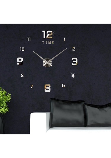 Qingmipy 3d Aynalı Sessiz Duvar Saati - Ev Dekorasyonu İçin Şık Ve Modern Diğer