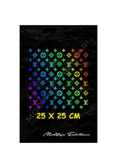 Lv Desen Sticker 25x25 Cm - Araç -motor - Kask - Hologram -