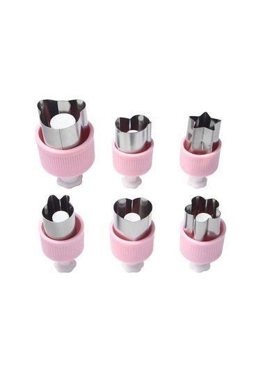 Pembe 6 Adet Sebze Kesici Şekiller Seti Paslanmaz Çelik Pres Tipi Mini Kurabiye Kesici Çerez Pasta Damga Kalıp Kesiciler 56988880