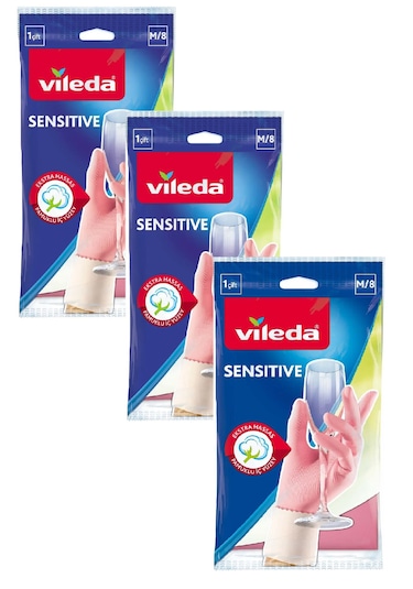 Vileda Sensitive Bulaşık Eldiveni Orta Boy M-8 3'lü