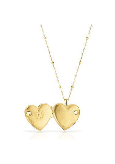 Azuris Silver Kadın Gümüş Kapaklı Madalyon Kalp Yıldız Kolye Omr1355 Beyaz