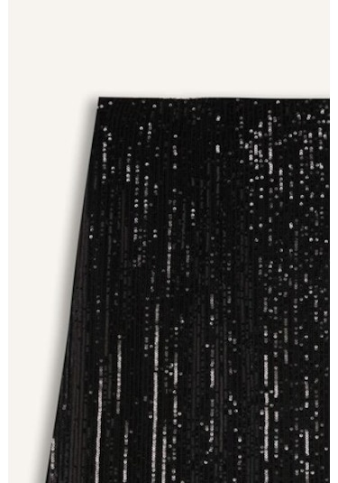 DeFacto A Kesim Normal Bel Payetli Kumaş Maxi Etek E2440AX24WNBK27 Siyah