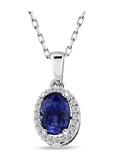 Pırlanta Safir Taşlı Kolye