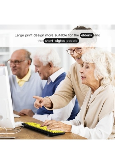 Carrier Kablolu Klavye - Yaşlılar İçin Sarı Büyük Karakterli