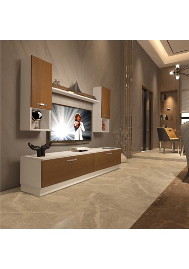 Decoraktiv Eko 5dab Mdf Std Tv Ünitesi Tv Sehpası Beyaz - Ceviz