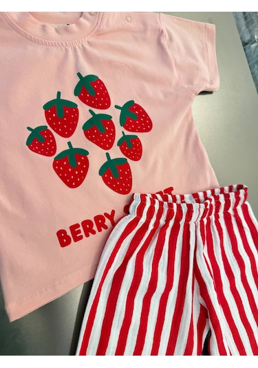 Baby Lory Kids Store Çilek Desenli Bebek Takım Pembe