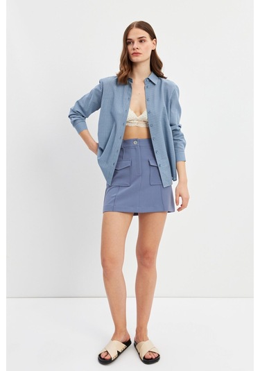 Stella Pulvis Mavi Çizgili Basic Gömlek Mavi