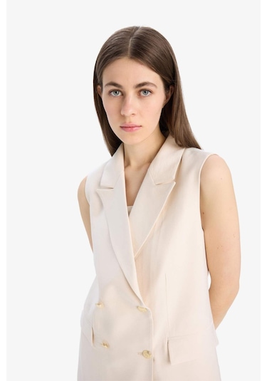 Defacto Regular Fit Ceket Yaka Akışkan Kumaş Blazer Yelek E8487AX25SM Ekru Defacto Regular Fit Ceket Yaka Akışkan Kumaş Blazer Yelek E8487AX25SM Ekru