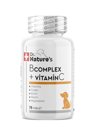 Dr. Nature's B Complex + Vitamin C Plus Köpek Vitamini Besin Takviyesi 75 Tablet
