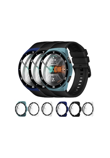Huawei Watch Gt 2E Ekran Koruyucu Cam + Sert Pc Kasa Koruyucu