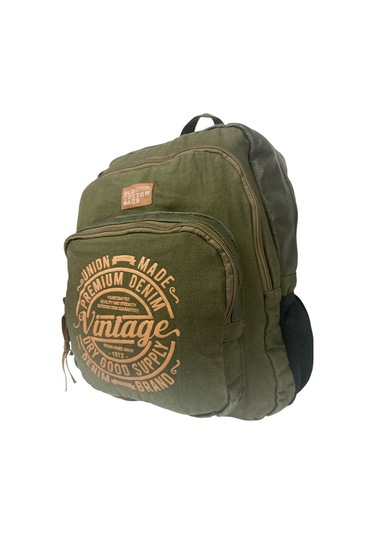 Kaliteli Siyah Vintage Salaş Baskılı Disayn Günlük Gezi Okul Sırt Çantası Revilla Bag 28x38cm Açık Kahverengi