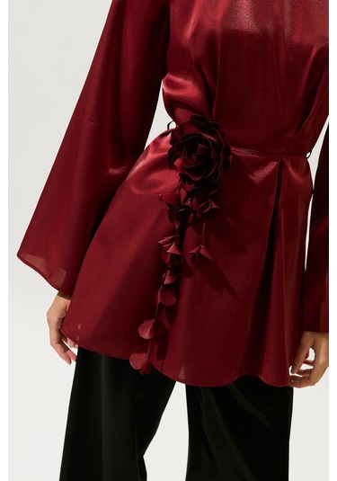 Çiçek Salkımlı Kemer Bordo Bordo