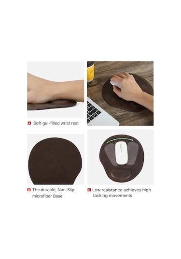 El Yapımı Crazy Horse Deri Kavisli Mouse Pad Rahat Bilek Desteği Oval Mouse Pad, Kaymaz Ve Dayanıklı, Çirkin El Dikişli