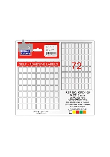 Tanex Etiket Ofc-105 Beyaz 10 Lu 9,5x16 - 2 Paket