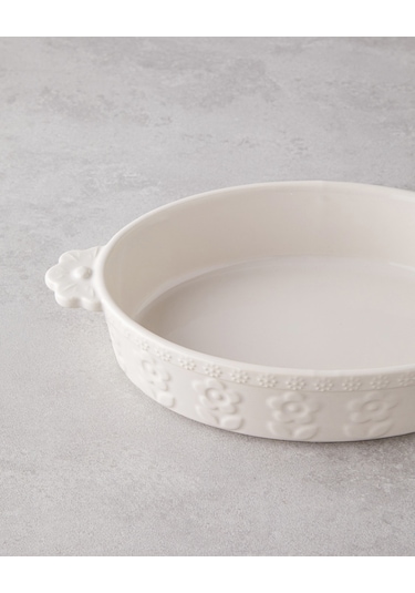 English Home Soft Bloom Stoneware Fırın Kabı 28 Cm Krem Krem