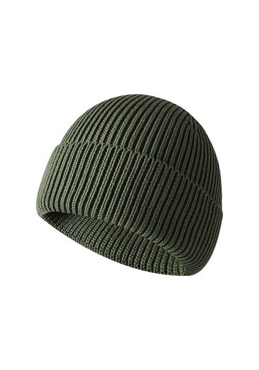 Erkekler İçin Manşetli Sıcak Örme Dış Mekan Şapkası, Kışlık Sıcak Örme Şapka Ordu Yeşili