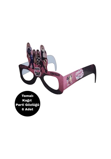 Black Pink Temalı Kağıt Gözlük 6 Adet Parti Gözlüğü Tüm Yaşlar
