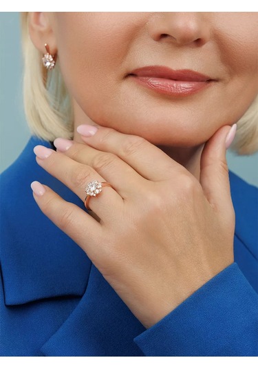 Veronika 925 Gümüş Yaldızlı Ve Taşlarla Süslenmiş Yüzük 233792777 Altın