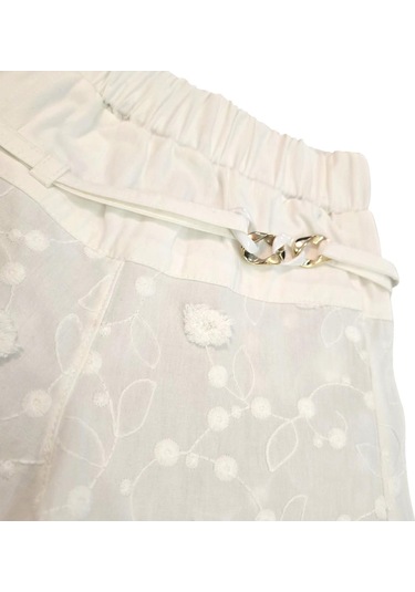 İspanyol Paça Pantolonlu Keten Kız Çocuk Takım Beyaz