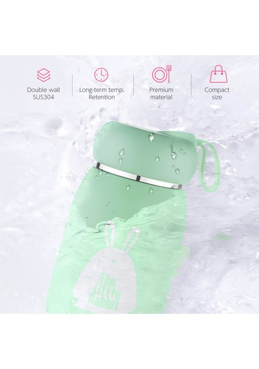 Youtek 320ml Pembe Çift Katlı Paslanmaz Çelik Termos Bardak, Sıcak/soğuk Saklama, Taşınabilir Kayışlı, Dışarıdaki Sevimli Desenli Siyah