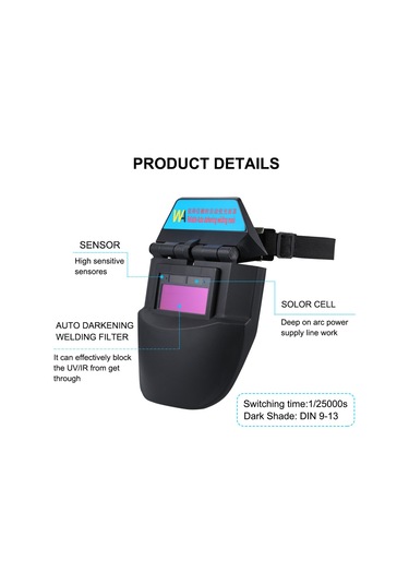 Jeemson Siyah Otomatik Koyulaşan Kaynak Kaskı - Isı Ve Alev Koruyucu, Göz Ve Yüz Koruma, Kaynakçılık Koruması Wa-j2