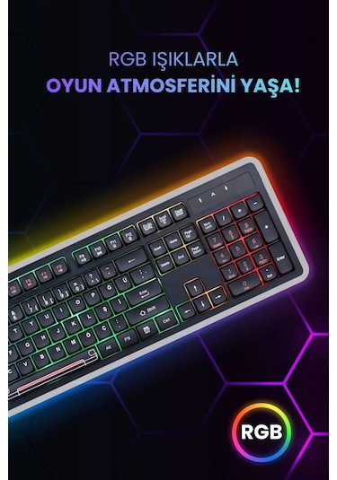 C-66 Rgb Led Işıklı Kablolu Chocolate Klavye + Mouse Set Diğer