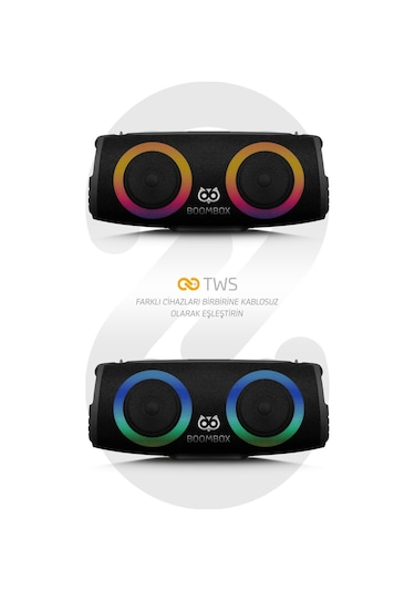Powerway Boombox 30W Çift Bass Led Işıklı Bluetooth Hoparlör & Ses Bombası
