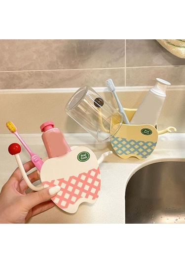 Elmpaly Yeşil Deliksiz Diş Fırçası Askısı - Banyo Tezgahı Veya Duvara Montaj Saklama Rafı Yeşil