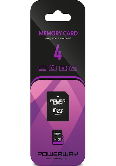 Powerway 4 GB MicroSDHC Hafıza Kartı + Adaptör