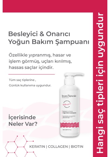 Insane Naturale Yıpranmış Saçlar İçin Onarıcı Yoğun Bakım Şampuanı 500 ML