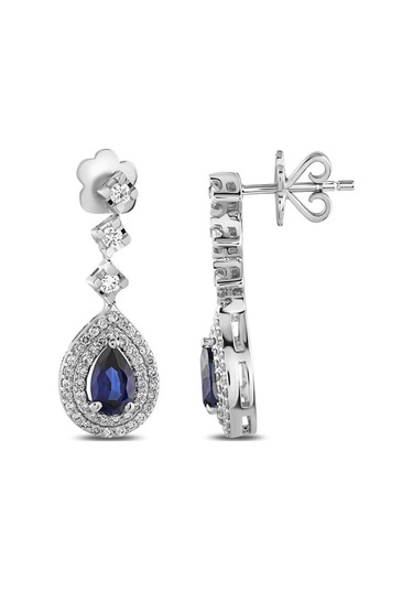 1.50 Karat Safir Pırlanta Küpe