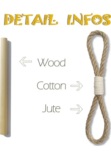 Perde Bağları Rustik Perde Askıları, Çiftlik Evi Esintili Perde Askıları, Ahşap Tokmaklı Jüt Halat, Doğal Bohem Dekor Şık Perde Askıları Diğer