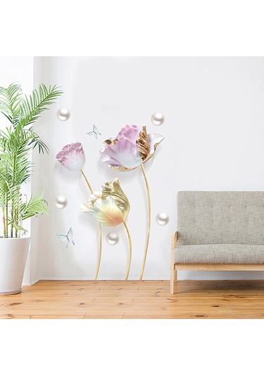 Lale 3d Üç Boyutlu Duvar Çıkartması Yatak Odası Dekorasyonu Sıcak Duvar Kendinden Yapışkanlı Duvar Kağıdı Çıkartması Diğer