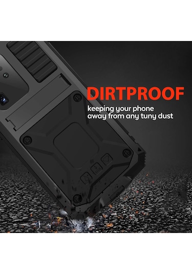 Mufunye Samsung Uyumlu S20ultra İçin Tam Metal Zırh Kılıf - Şok Emici, Cam Korumalı Ve Ayaklı Dikey/yatay Stantlı Sert Korumalı Kılıf