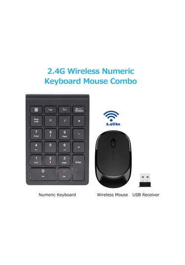 Kangvka 2.4g Kablosuz Sayısal Klavye Ve Sessiz Fare Seti Siyah Pil Dahil Değil - 10m Mesafe, Windows/mac/linux Uyumlu Diğer