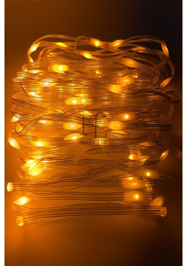 10 Metre Sarı Amber Peri Led Işık Ip64 Dış Mekan Jack Eklemeli Dekoratif Led Işık Yılbaşı Süsü Sarı