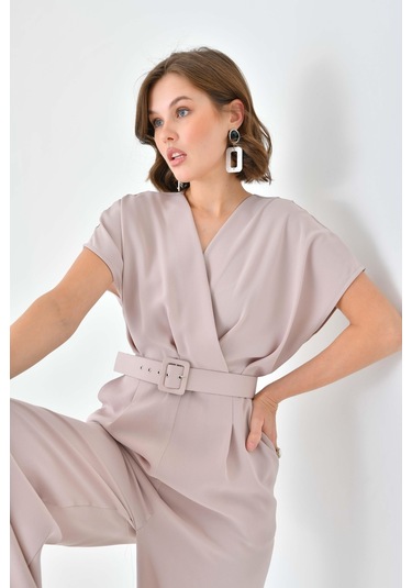Ftz Women Kadın Kemerli Tulum Beige 30724-beige Bej