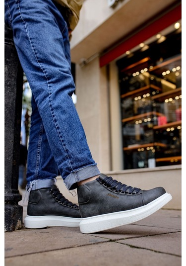 Pabucmarketi Bağcıklı Erkek Sneaker Bot Antrasit Çok Renkli
