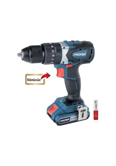Proter PST 720 Bl 13 MM Kömürsüz Darbeli Şarjlı Matkap